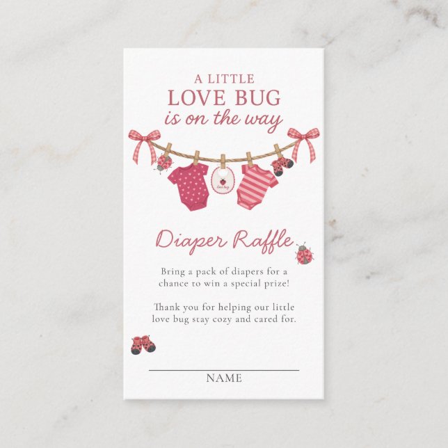 Little Love Bug Clothesline Baby Shower Enclosure Card (Front)