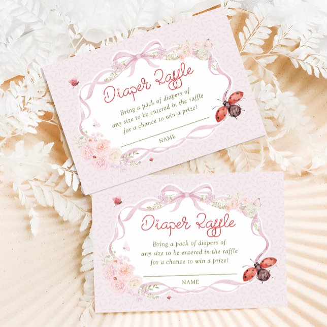 Little Love Bug Floral Diaper Raffle Enclosure Card (Creator Uploaded)