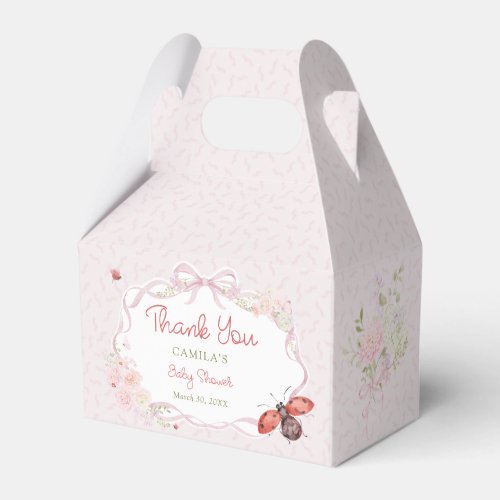 Little Love Bug Floral Girl Baby Shower Favor Boxes