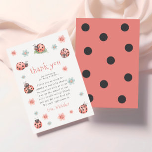 Little Love Bug Floral Girl Baby Shower Thank You Card