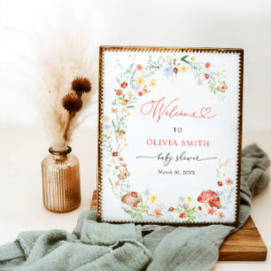 Little Love Bug Garden Baby Shower Welcome Poster