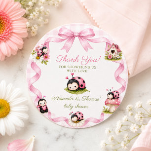 Little Love Bug Girl Baby Shower Classic Round Sticker