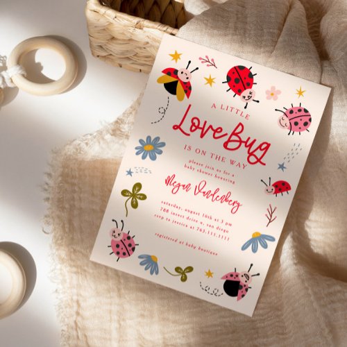 Little Love Bug Girl Baby Shower Invitation