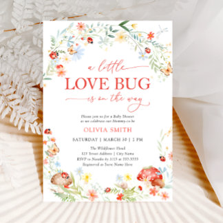 Little Love Bug Girl Baby Shower Invitation