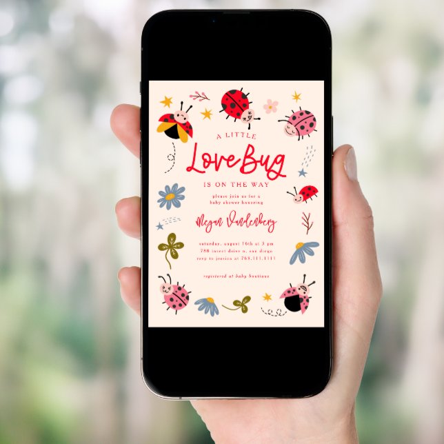 Little Love Bug Girl Baby Shower Invitation (Front Digital)