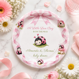 Little Love Bug Girl Baby Shower Paper Plates