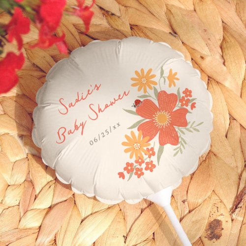 Little Love Bug Girl Floral Retro Baby Shower Balloon