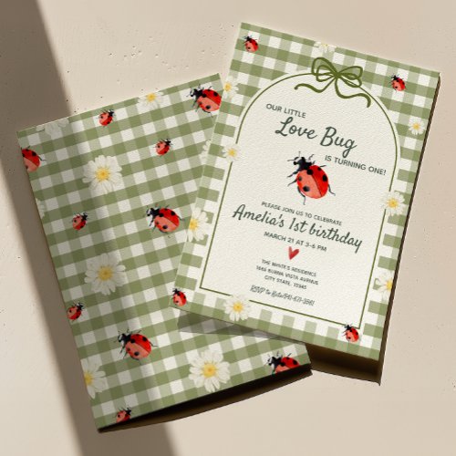Little Love Bug Ladybug 1st Birthday Invitation