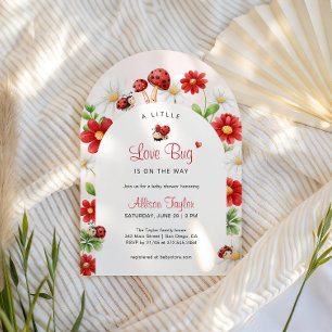 Little Love Bug Ladybug Baby Shower Arch Floral Invitation