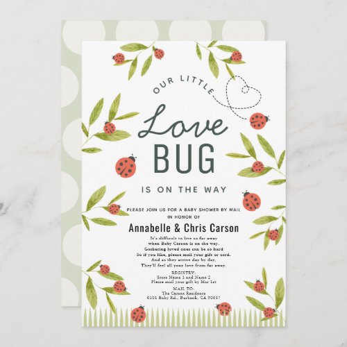 Little Love Bug Ladybug Baby Shower by Mail Invitation