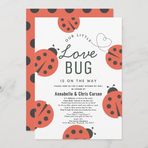 Little Love Bug Ladybug Baby Shower by Mail Invitation