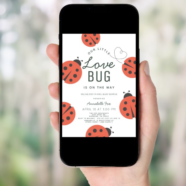 Little Love Bug Ladybug Baby Shower Invitation (Front Digital)