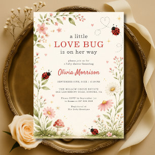 Little Love Bug Ladybug Baby Shower Invitation
