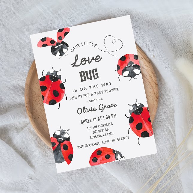 Little Love Bug Ladybug Baby Shower  Invitation (Creator Uploaded)