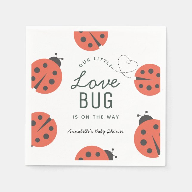 Little Love Bug Ladybug Baby Shower Napkins (Front)