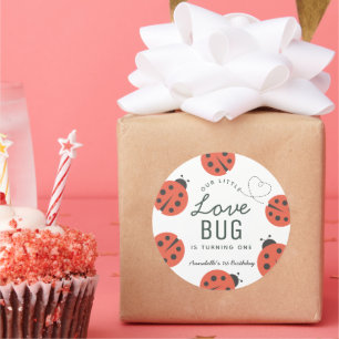 Little Love Bug Ladybug Birthday Classic Round Sti Sticker