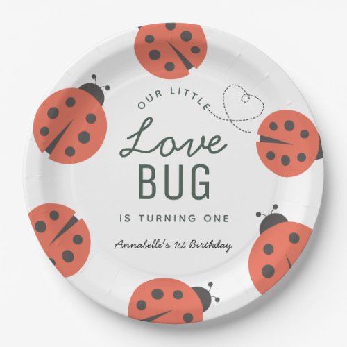 Little Love Bug Ladybug Birthday Paper Plates