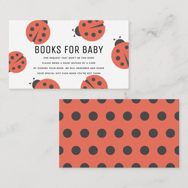 Little Love Bug Ladybug Books for Baby Shower Encl Enclosure Card (Front/Back)