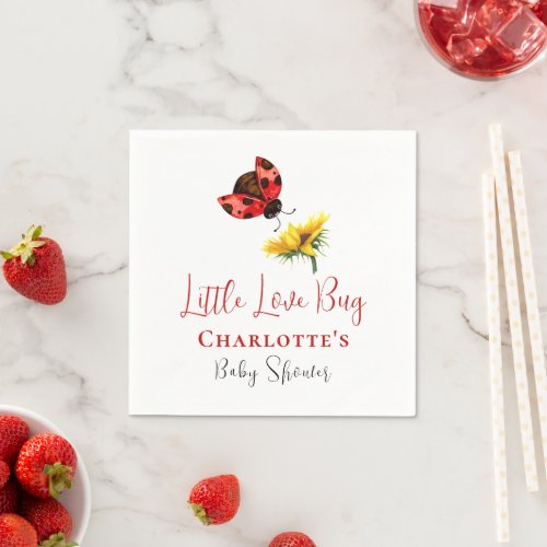 Little Love Bug Ladybug Garden Baby Shower Napkins