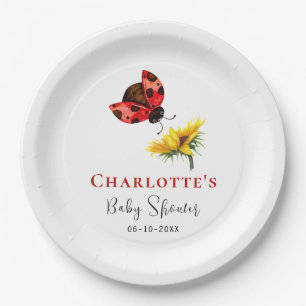 Little Love Bug Ladybug Garden Baby Shower Paper Plates