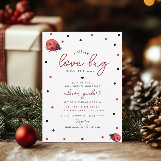 Little Love Bug Ladybug Girl Baby Shower Invitation (Creator Uploaded)