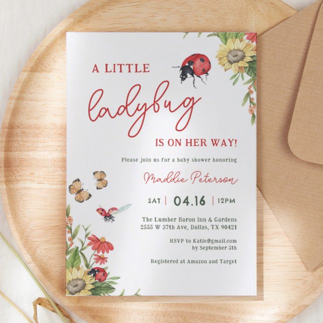 Little Love Bug Ladybug Girl Baby Shower Invitation (Creator Uploaded)