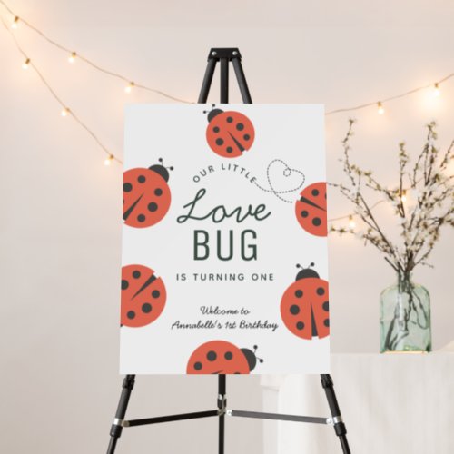 Little Love Bug Ladybug Girl Birthday Welcome Foam Board