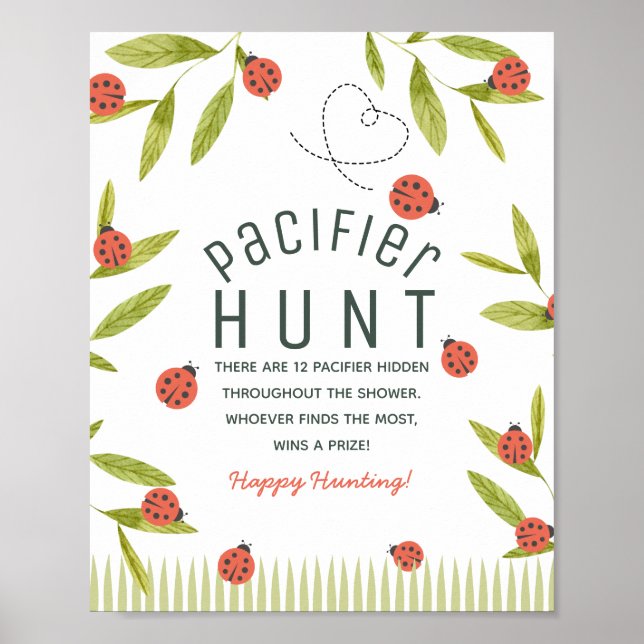 Little Love Bug Ladybug Green Baby Pacifier Hunt Poster (Front)