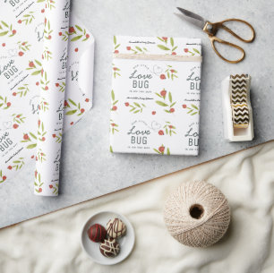 Little Love Bug Ladybug Green Baby Shower Wrapping Paper