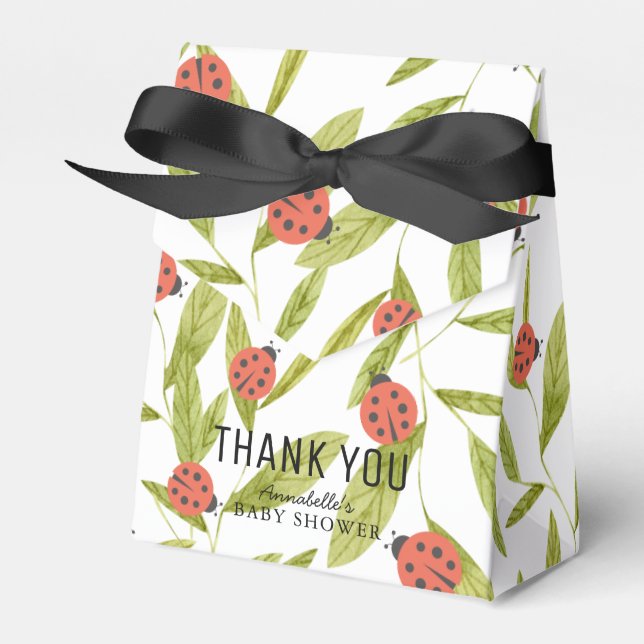 Little Love Bug Ladybug Leaf Baby Shower Favor Boxes (Front Side)