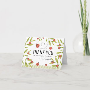 Little Love Bug Ladybug Leaf Baby Shower Letterpress Thank You Card