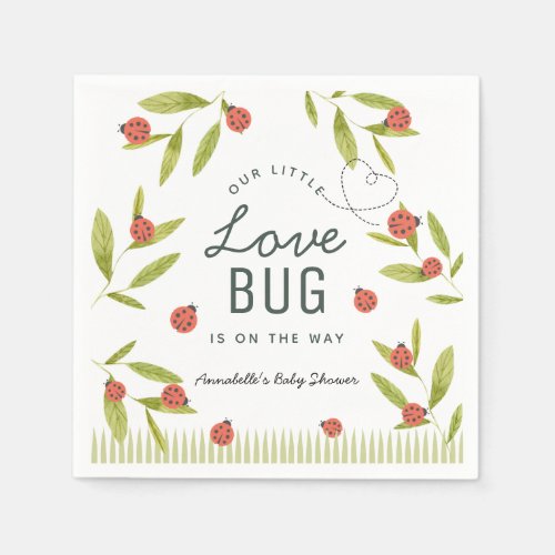 Little Love Bug Ladybug Leaf Baby Shower Napkins