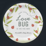 Little Love Bug Ladybug Leaf Baby Shower Paper Plates<br><div class="desc">This cute and modern girl baby shower paper plate features a white background with ladybugs and green leaves. Personalize for your needs. You can find more matching products at my store.</div>