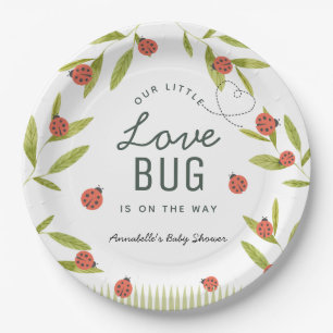 Little Love Bug Ladybug Leaf Baby Shower Paper Plates