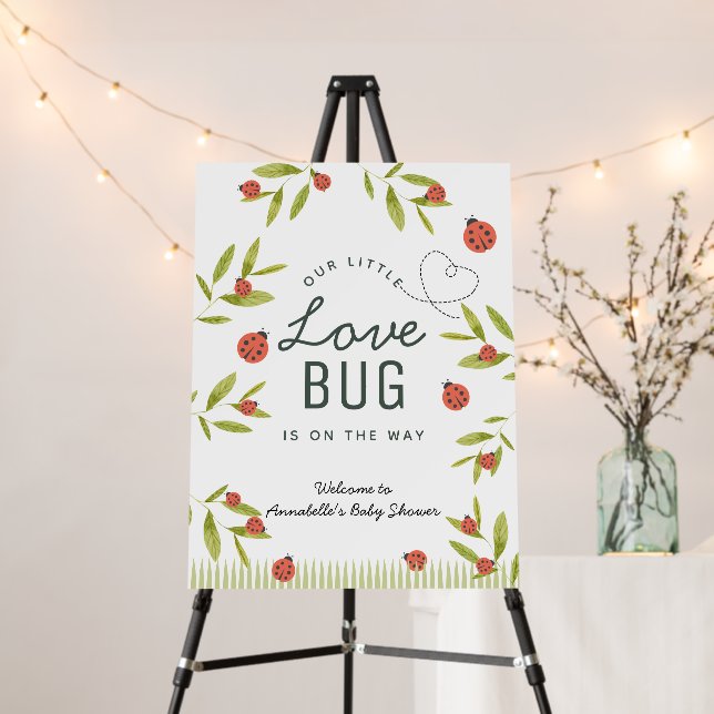 Little Love Bug Ladybug Leaf Baby Shower Welcome Foam Board (In Situ (Stand))