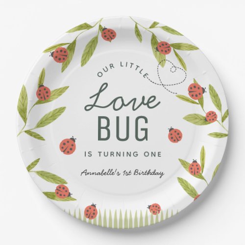 Little Love Bug Ladybug Leaf Birthday Paper Plates