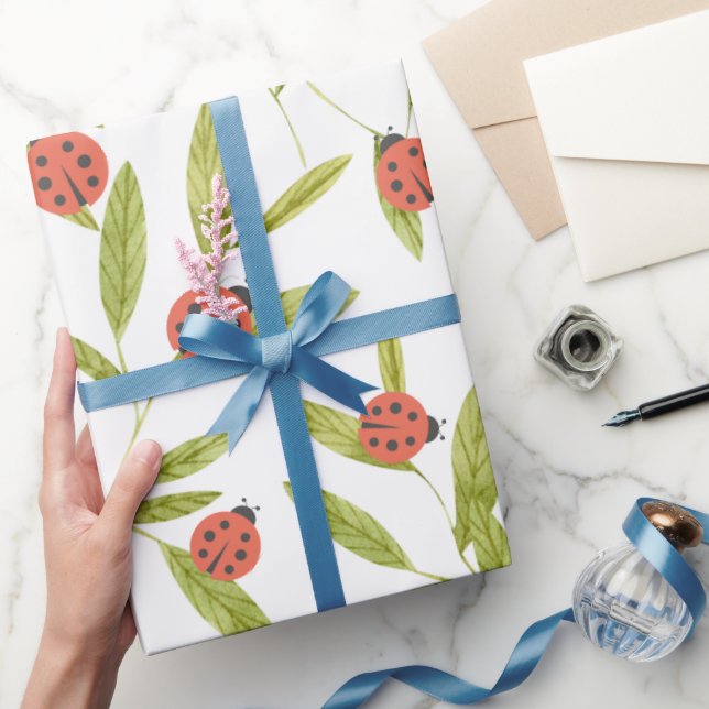 Little Love Bug Ladybug Leaf Wrapping Paper (Gifting)