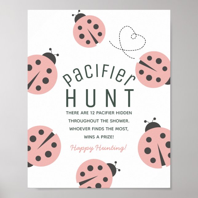 Little Love Bug Ladybug Pink Baby Pacifier Hunt Poster (Front)