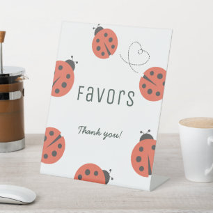 Little Love Bug Ladybug Red Baby Shower Favors Pedestal Sign
