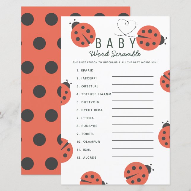 Little Love Bug Ladybug Red Baby Word Scramble (Front/Back)