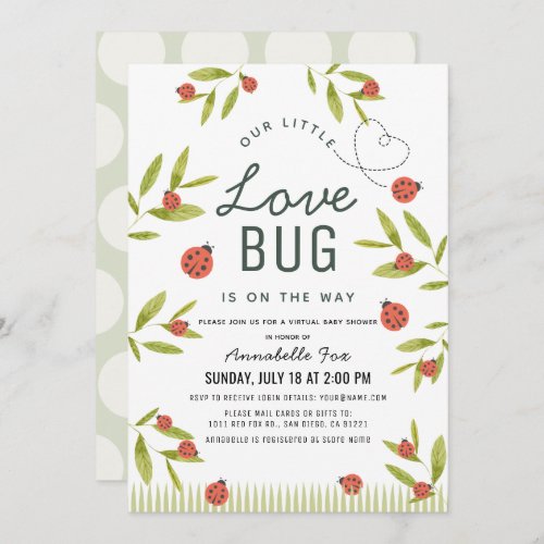 Little Love Bug Ladybug Virtual Baby Shower Invitation