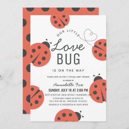 Little Love Bug Ladybug Virtual Baby Shower Invitation