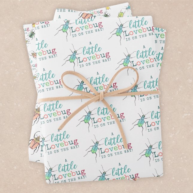 Little Love Bug on the Way Baby Shower Wrapping Paper Sheets (Creator Uploaded)