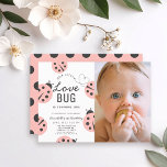 Little Love Bug Pink Ladybug 1st Birthday Photo Invitation<br><div class="desc">This cute and modern girl's 1st/first birthday photo invitation features a white background with ladybugs in light pink. The reverse side features a pink background with black polka dot patterns. Personalize for your needs. You can find more matching products at my store.</div>