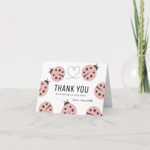 Little Love Bug Pink Ladybug Baby Shower Letterpress Thank You Card