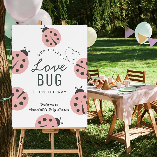 Little Love Bug Pink Ladybug Baby Shower Welcome Foam Board (Creator Uploaded)