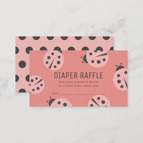 Little Love Bug Pink Ladybug Diaper Raffle Ticket Enclosure Card