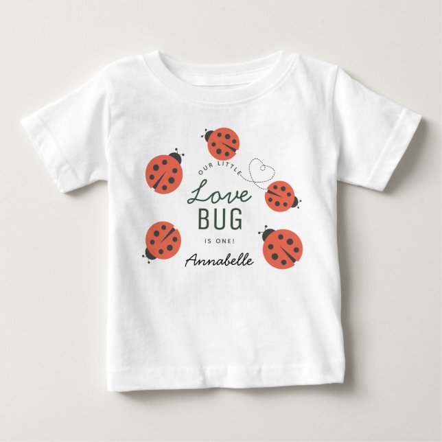 Little Love Bug Red Ladybug Birthday Baby T-Shirt (Front)