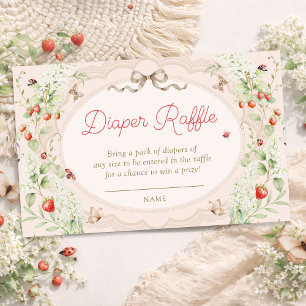 Little Love Bug Strawberry Garden Diaper Raffle Enclosure Card