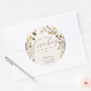 Little Love Bug Wildflower Baby Shower Classic Round Sticker